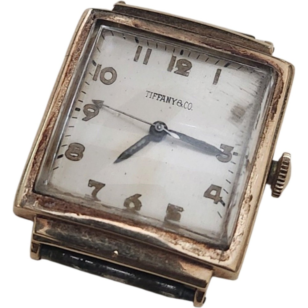 Tiffany & Co Movado 14K Gold Vintage Square Watch 15 Jewels 1944 Repair Parts